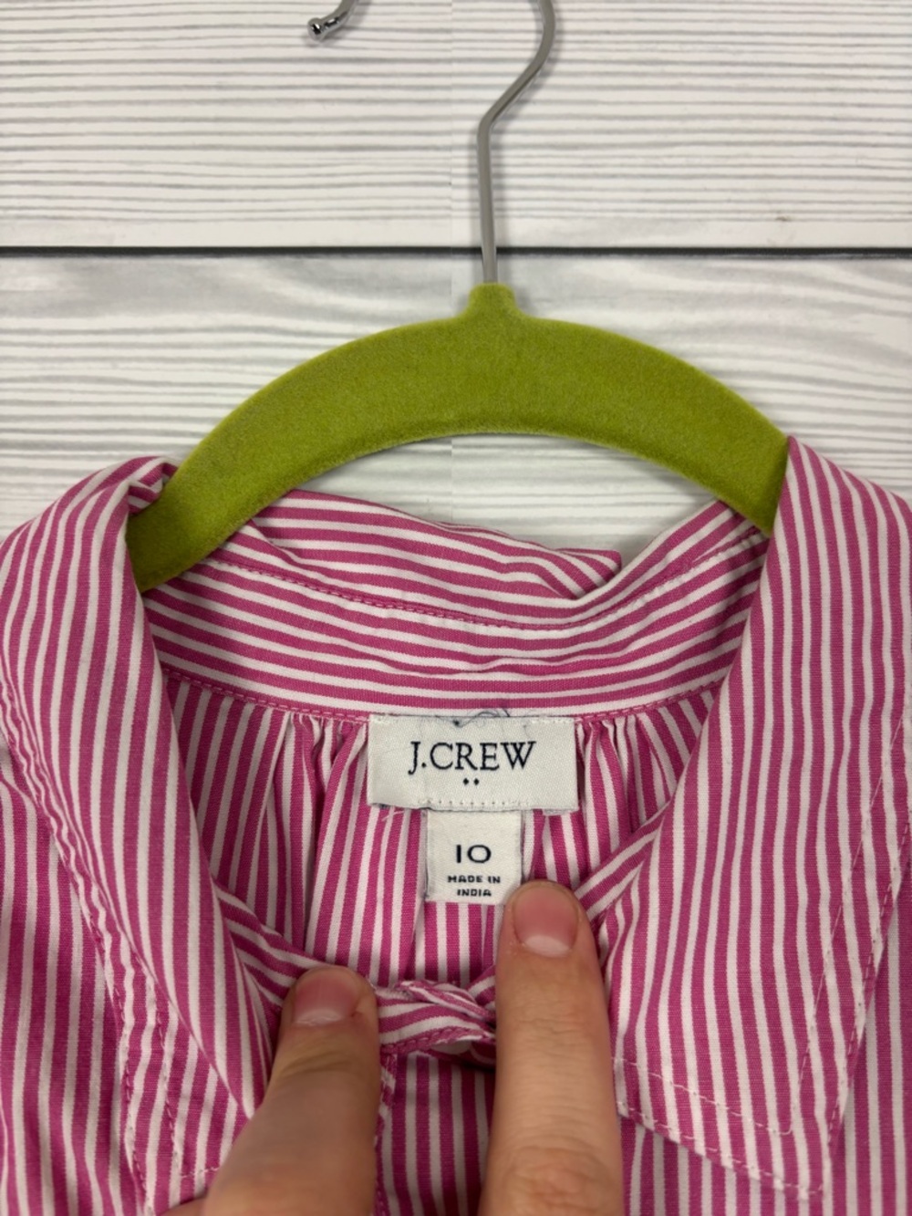 J. Crew Factory Pink Stripe Chambray Mini Shirt-Dress Size 10 - Picture 4 of 7